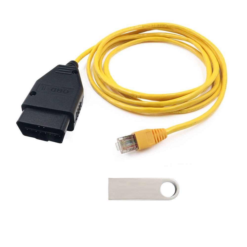 For BMW Enet Ethernet ESYS iCOM Coding OBD2 16Pin Connector Adapter Car Diagnostic OBDII Cable with Battery Tester Feature