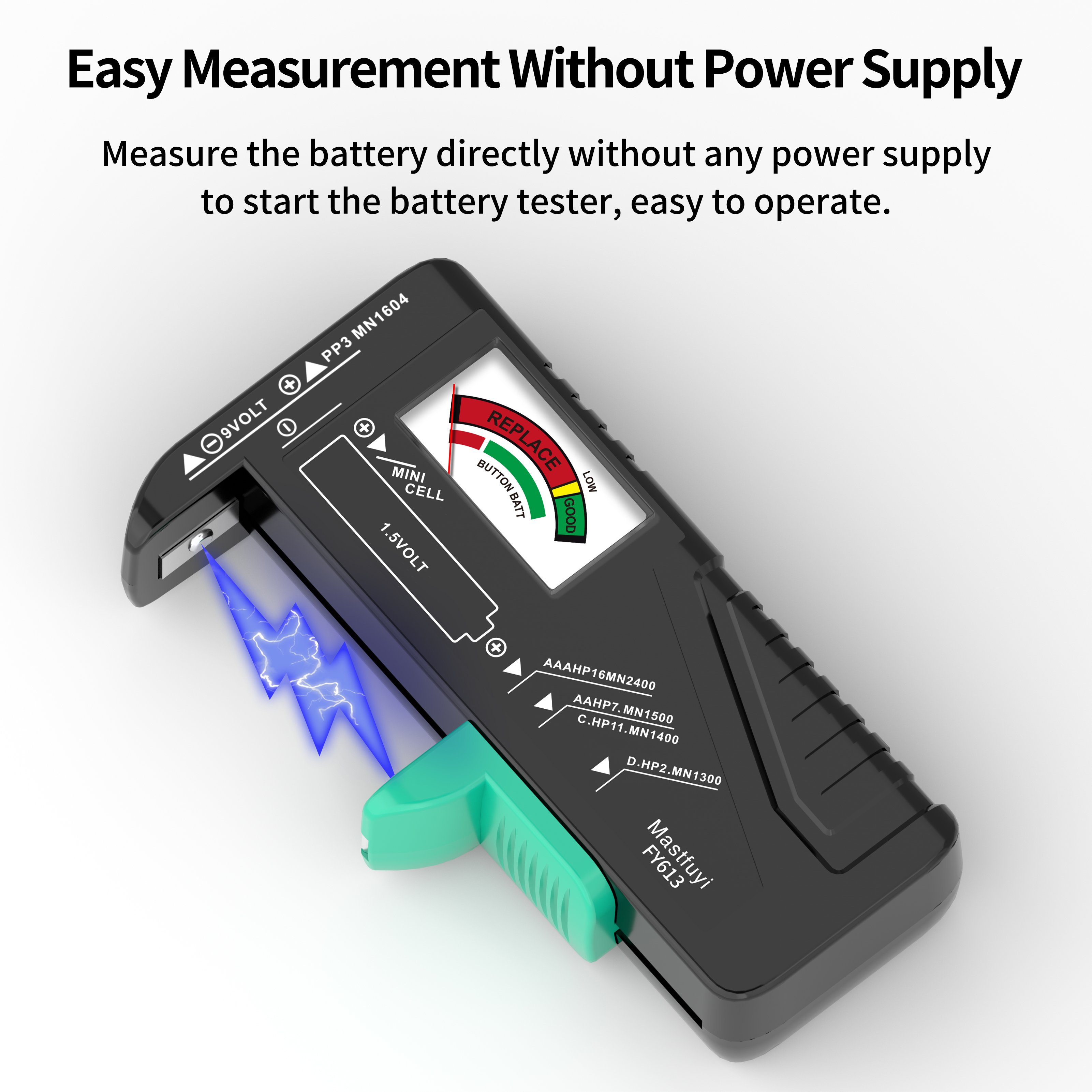 Battery Tester Universal Battery Checker Small Volt Checker for 9V 1.5V AAA AA C D Button Cell Household Batteries