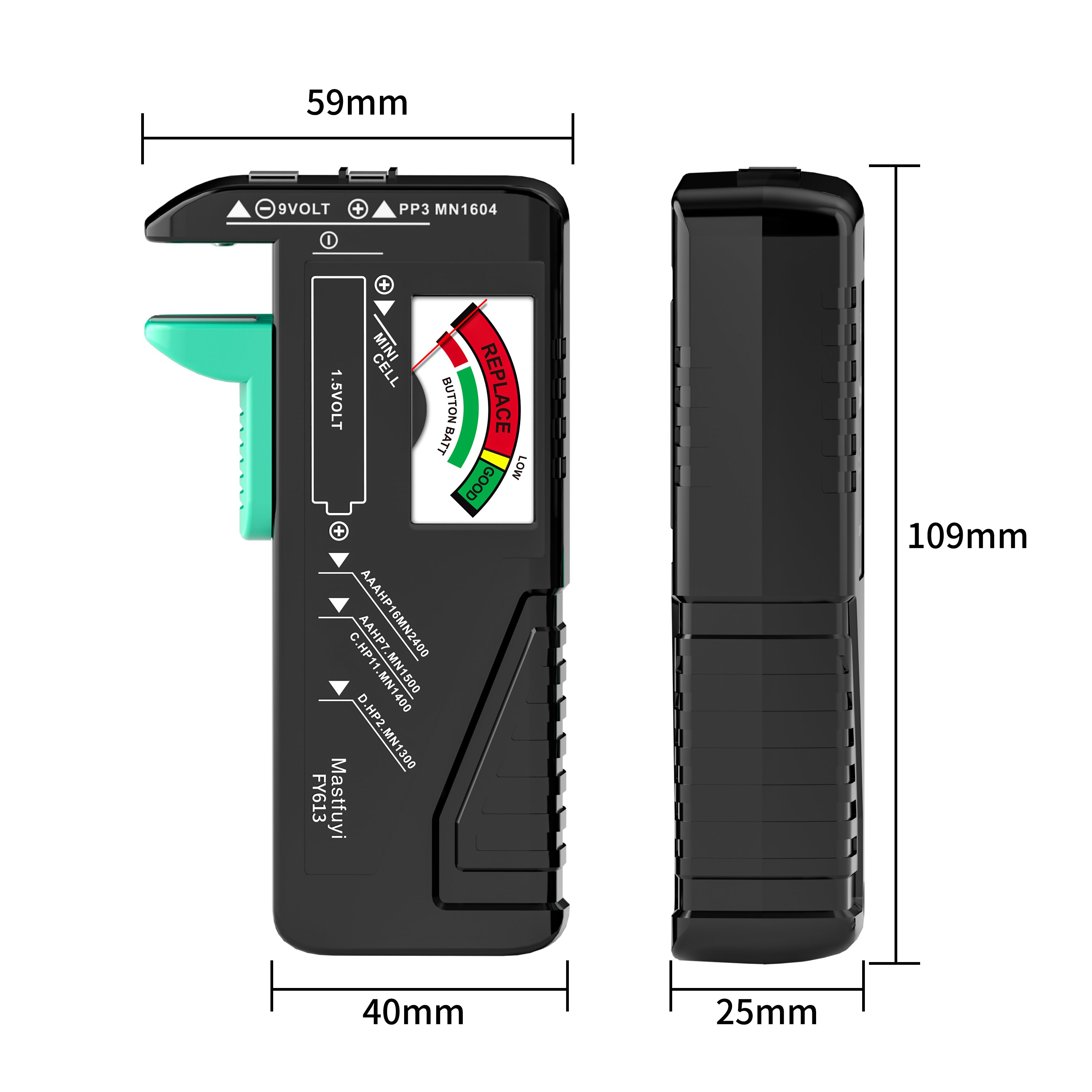 Battery Tester Universal Battery Checker Small Volt Checker for 9V 1.5V AAA AA C D Button Cell Household Batteries