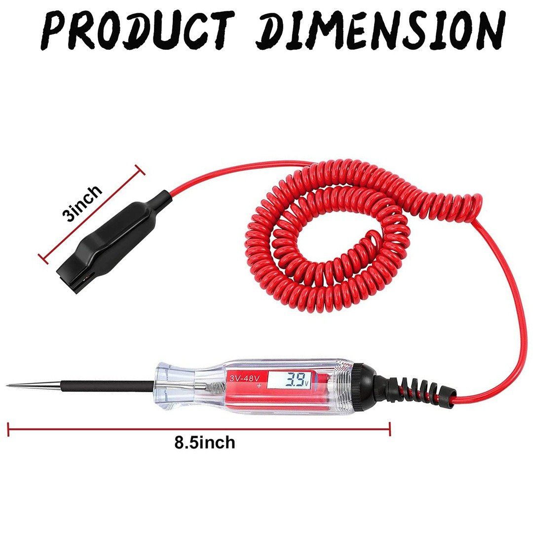 5-48V Digital LCD Display Circuit Tester With Extended Spring Wire,12V Car Truck Vehicles Low Voltage Tester With Voltm