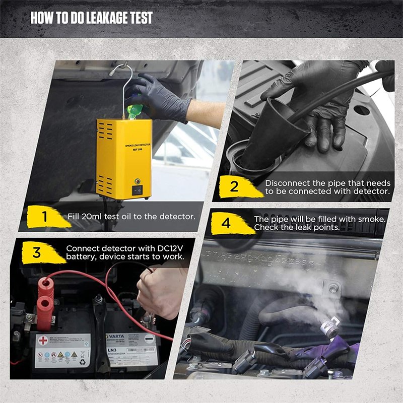 Automotive Smoke Leak Detector Evap Car Pipe Leakage Tester Fuel Leak Locator Universal for Motorcycle/Car/Truck