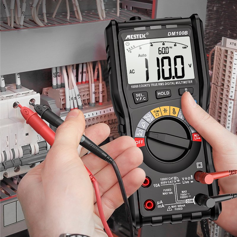 Mestek DM100B Digital Multimeter Handheld Customized Multimeter LCD Display AC/DC Current Testing LCD Auto Range Multimeter