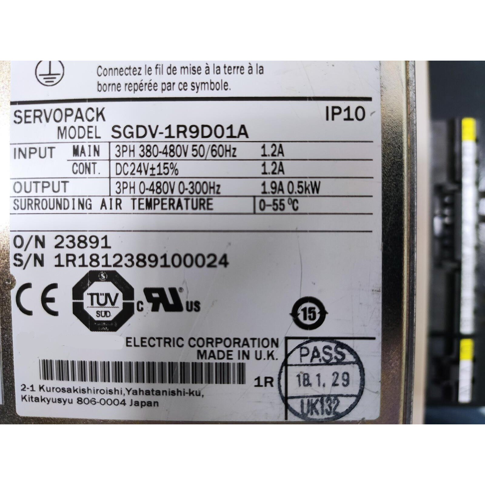 New SGDV-1R9D01A PLC PAC & Dedicated Controllers Servo Drive Expedited Shipping