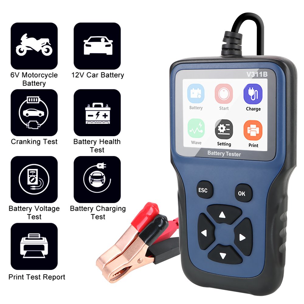 V311B Car Battery Charger Tester Analyzer Automotive Car Charging Cricut Load Tester Mini Portable 12v Car Battery Tester