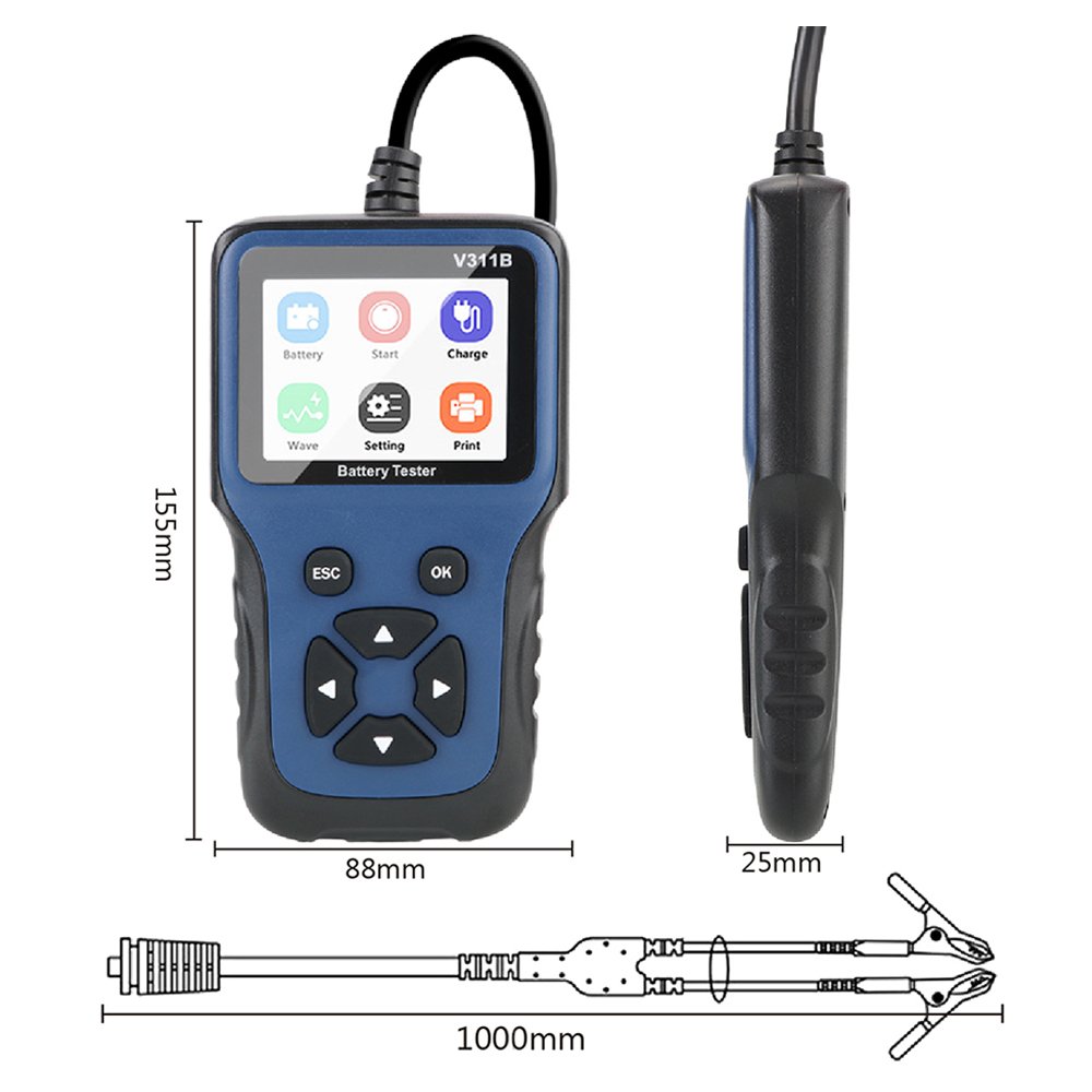 V311B Car Battery Charger Tester Analyzer Automotive Car Charging Cricut Load Tester Mini Portable 12v Car Battery Tester