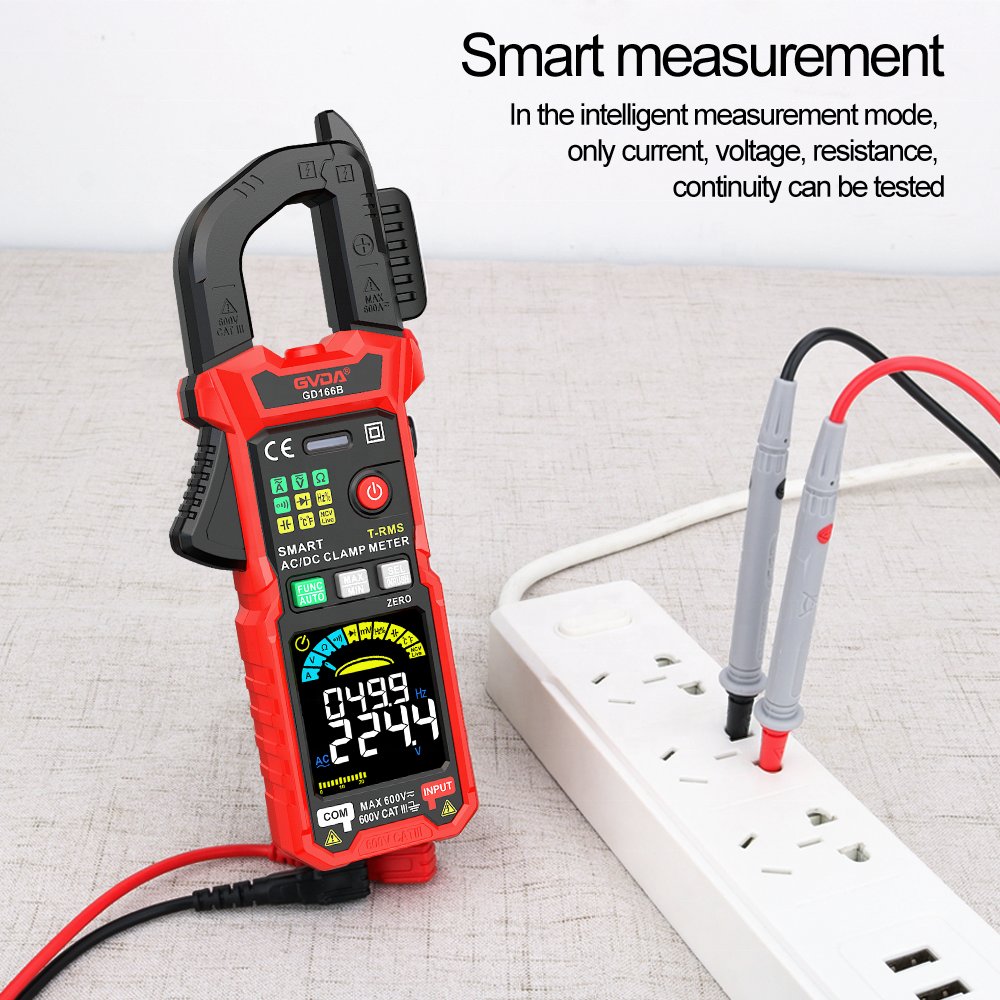 GVDA Smart Digital Clamp Meter True RMS Multimeter Auto Range 6000 Counts NCV DC AC Voltage Inrush Current Temperature Tester