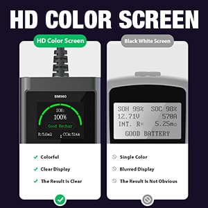 Kingbolen BM560 6V 12V Car Battery Tester 100-2000CCA Bi-directional Control Auto Cranking and Charging Battery Analyzer