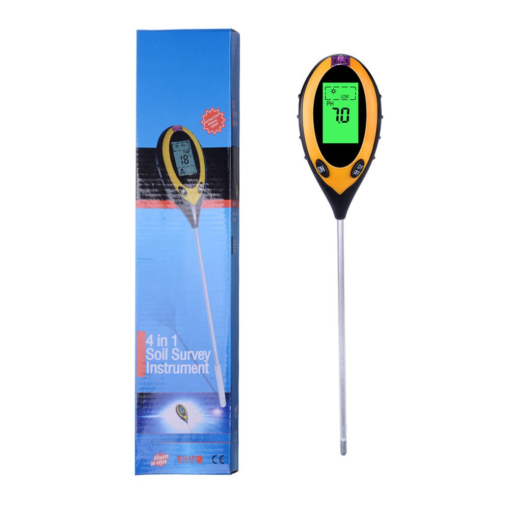 4 in 1 soil tester ph meter thermometer clock humidity ph tester for soil