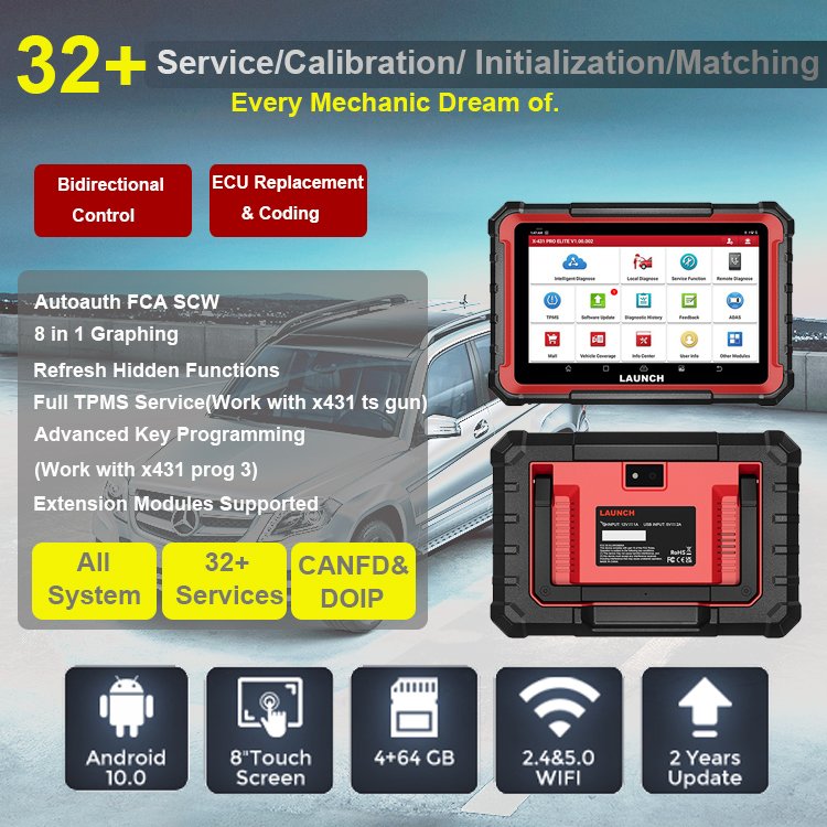2024 New Arrival LAUNCH X431 PRO ELITE Car Diagnostic Tools CANFD DOIP All System OBD2 Scanner