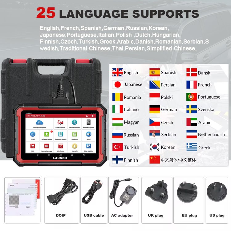 2024 New Arrival LAUNCH X431 PRO ELITE Car Diagnostic Tools CANFD DOIP All System OBD2 Scanner