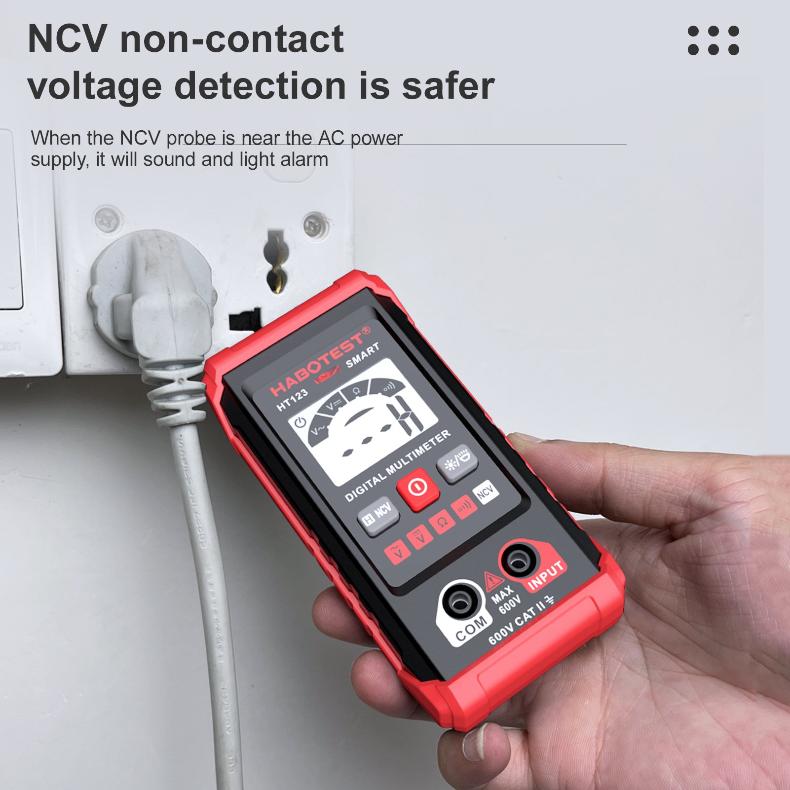 HABOTEST HT123 Digital Multimeter Auto Range Multi-meter 2,000 Counts True RMS Measuring AC/DC Voltage Resistance NCV Test