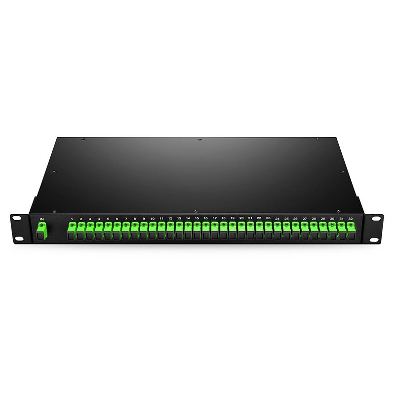 Factory price 19 inch rack mount 1x32 Fiber PLC Splitter SC/APC Connector Fiber Optic Planar Lightwave Circuit FTTH PLC Spliter