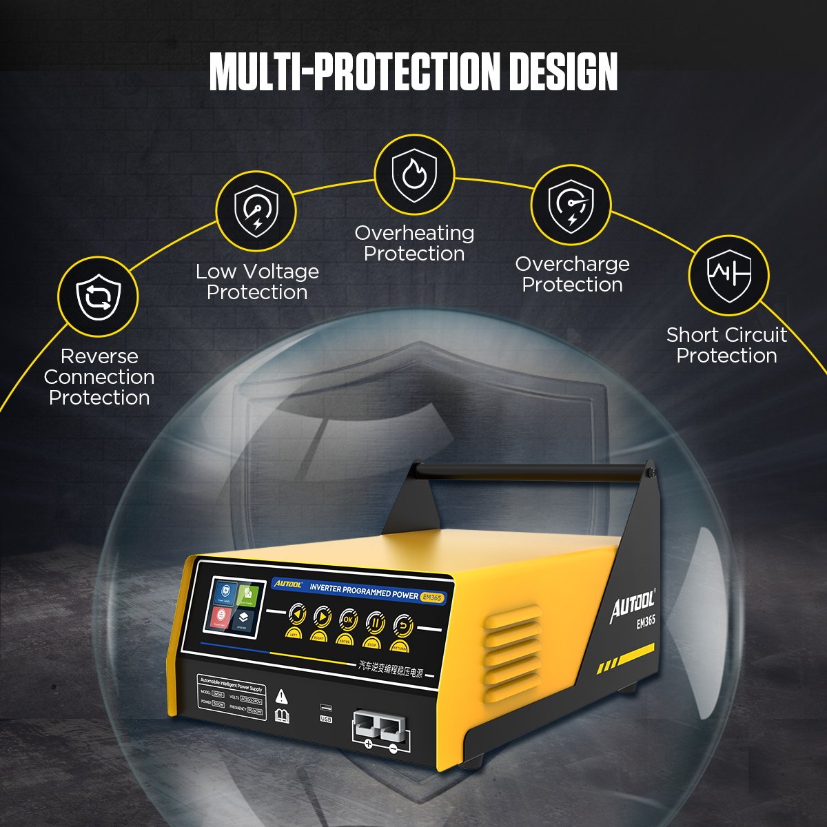 AUTOOL EM365 3 In 1 Inverter Programming Battery Charger Car Portable Power Supply Jump Starter Power Bank