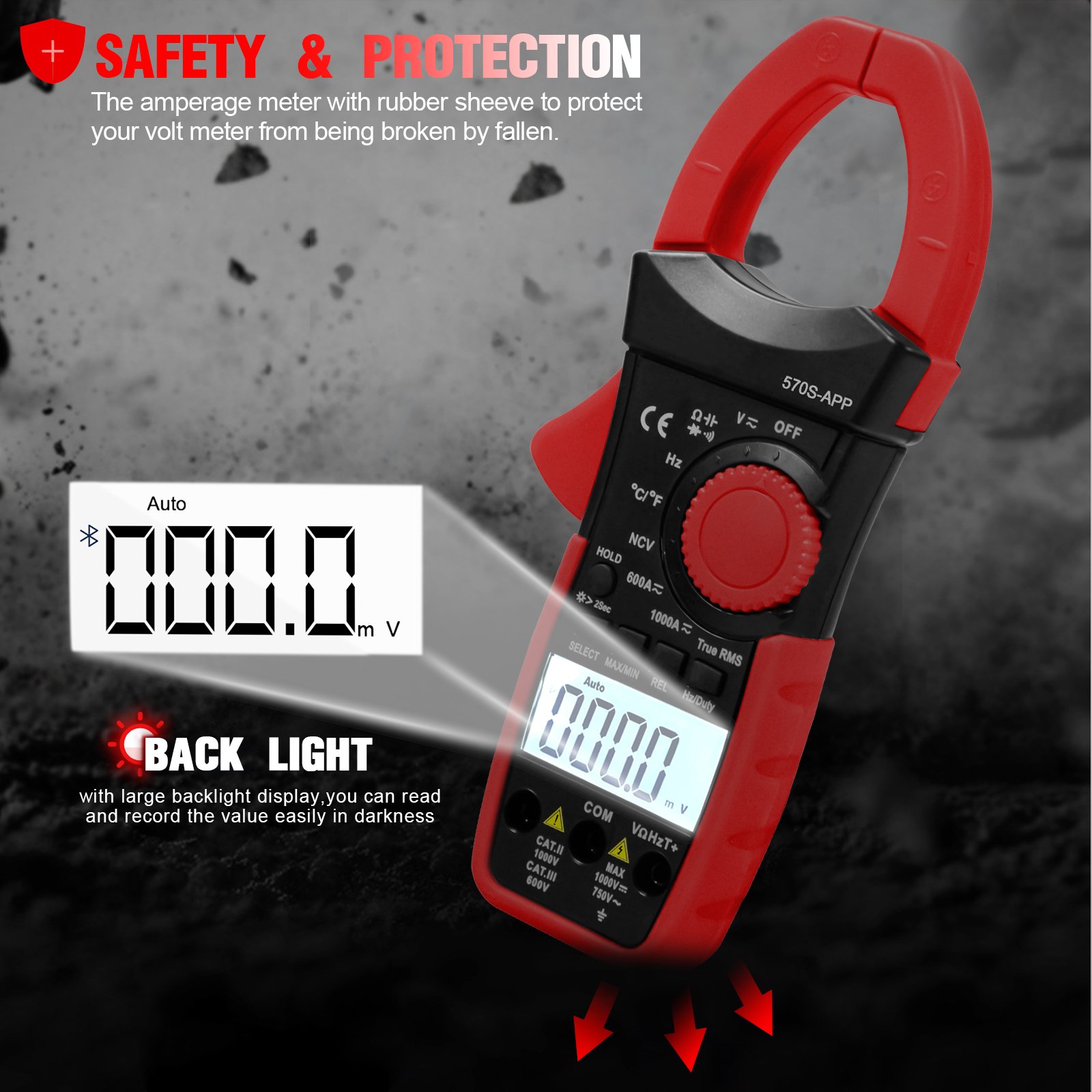 HoldPeak HP -570S-APP Portable 6000 Count Clamp Multimeter with App for Mobile Phones clamp meter ac dc digital
