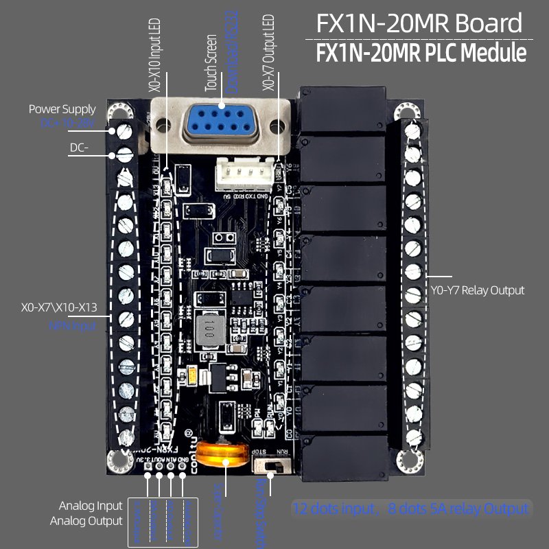 FX1N-20MR FX1N-20MT PLC Industrial Control Board 12 Input 8 Output Programmable Module PLC PAC control device