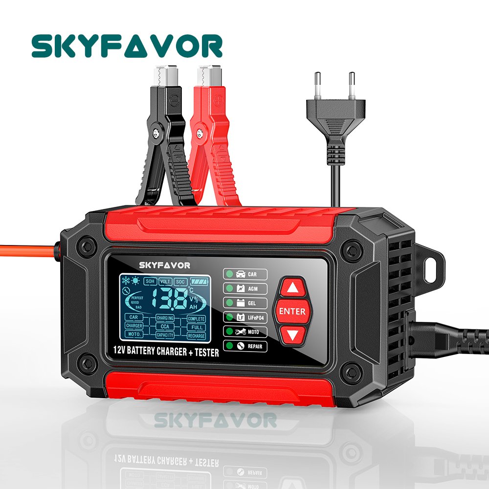 3 in one 12V motorcycle car battery tester 12 volt battery charger 12V 6A automatic charger for lifepo4 gel agm & pulse repair
