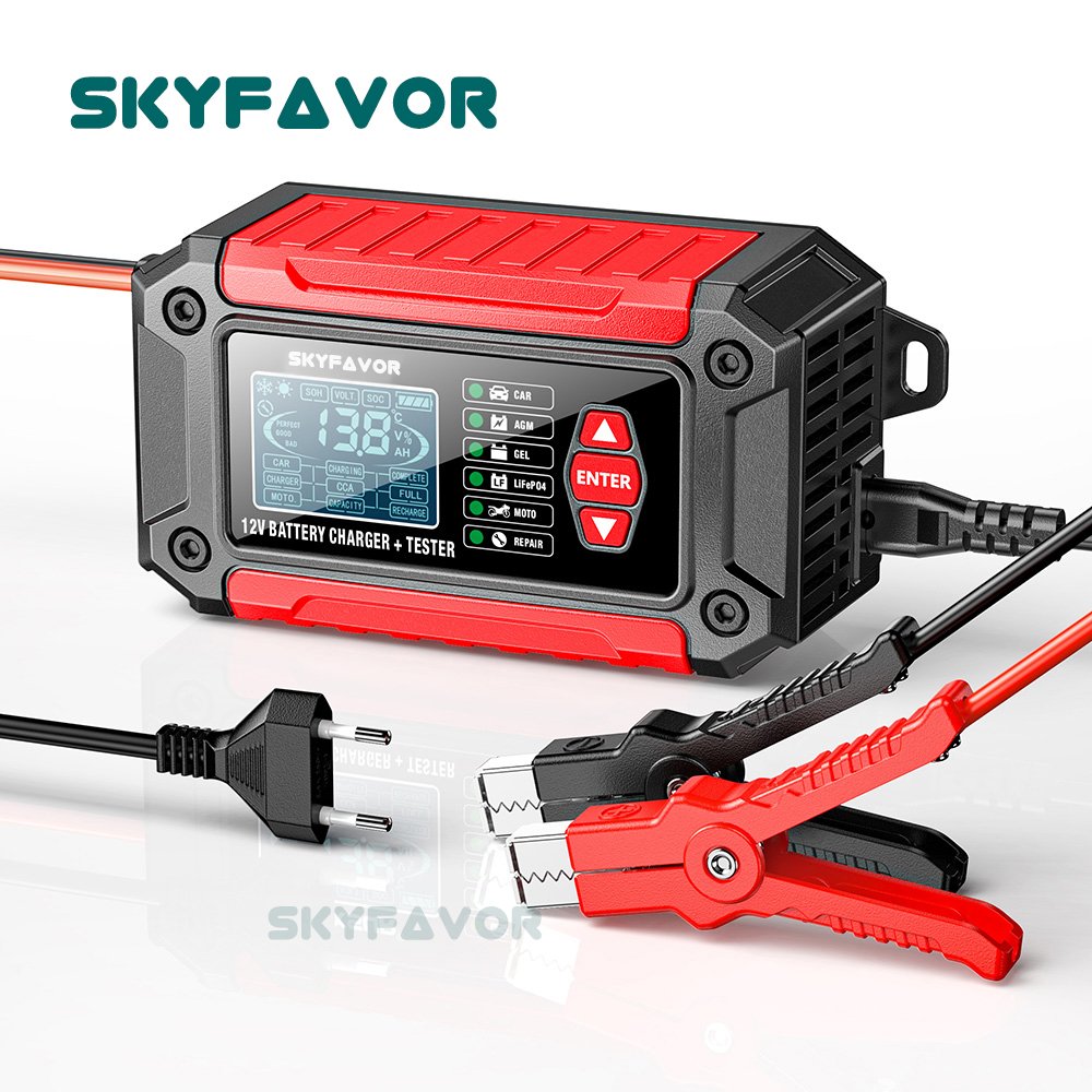 3 in one 12V motorcycle car battery tester 12 volt battery charger 12V 6A automatic charger for lifepo4 gel agm & pulse repair