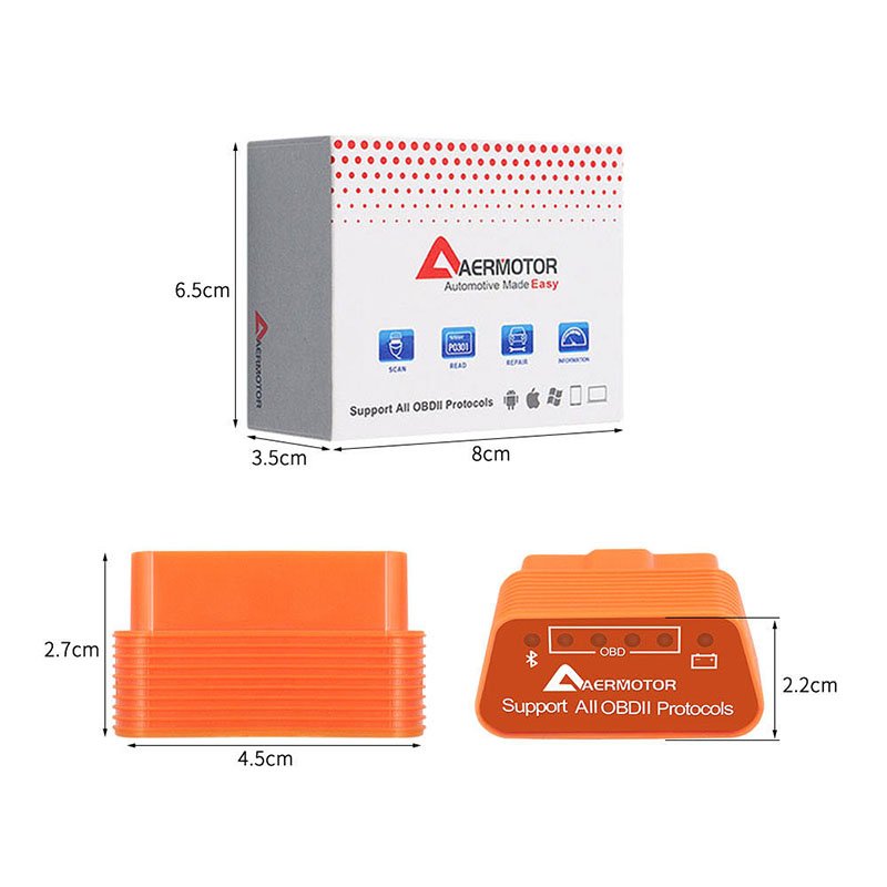 Aermotor OBD2 Auto Scanner ELM327 Android IOS Windows Diagnostic Scanner Fault Detector Car Diagnostic Tool