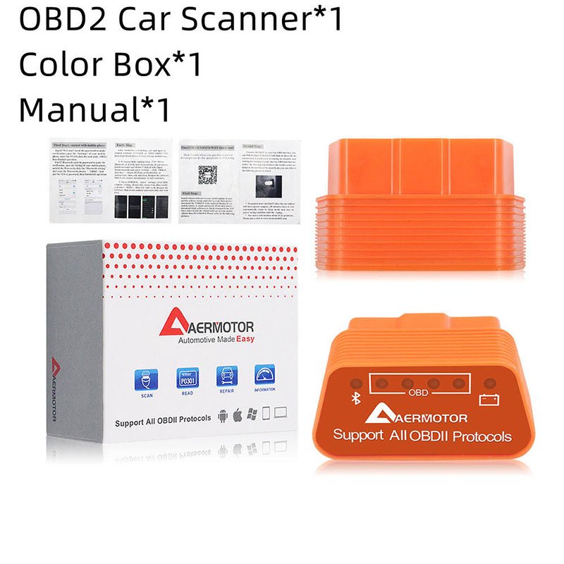 Aermotor OBD2 Auto Scanner ELM327 Android IOS Windows Diagnostic Scanner Fault Detector Car Diagnostic Tool
