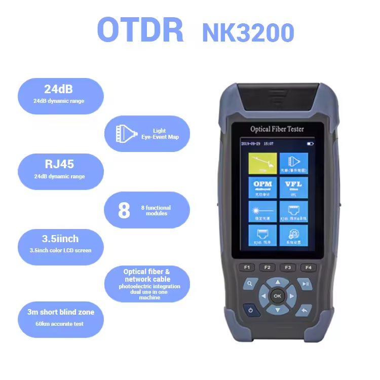 Handheld MINI Fiber Tester Equipment OTDR Novker NK-3200D Optical Time Domain Reflectometer with OPM VFL EVENT MAP iLOM