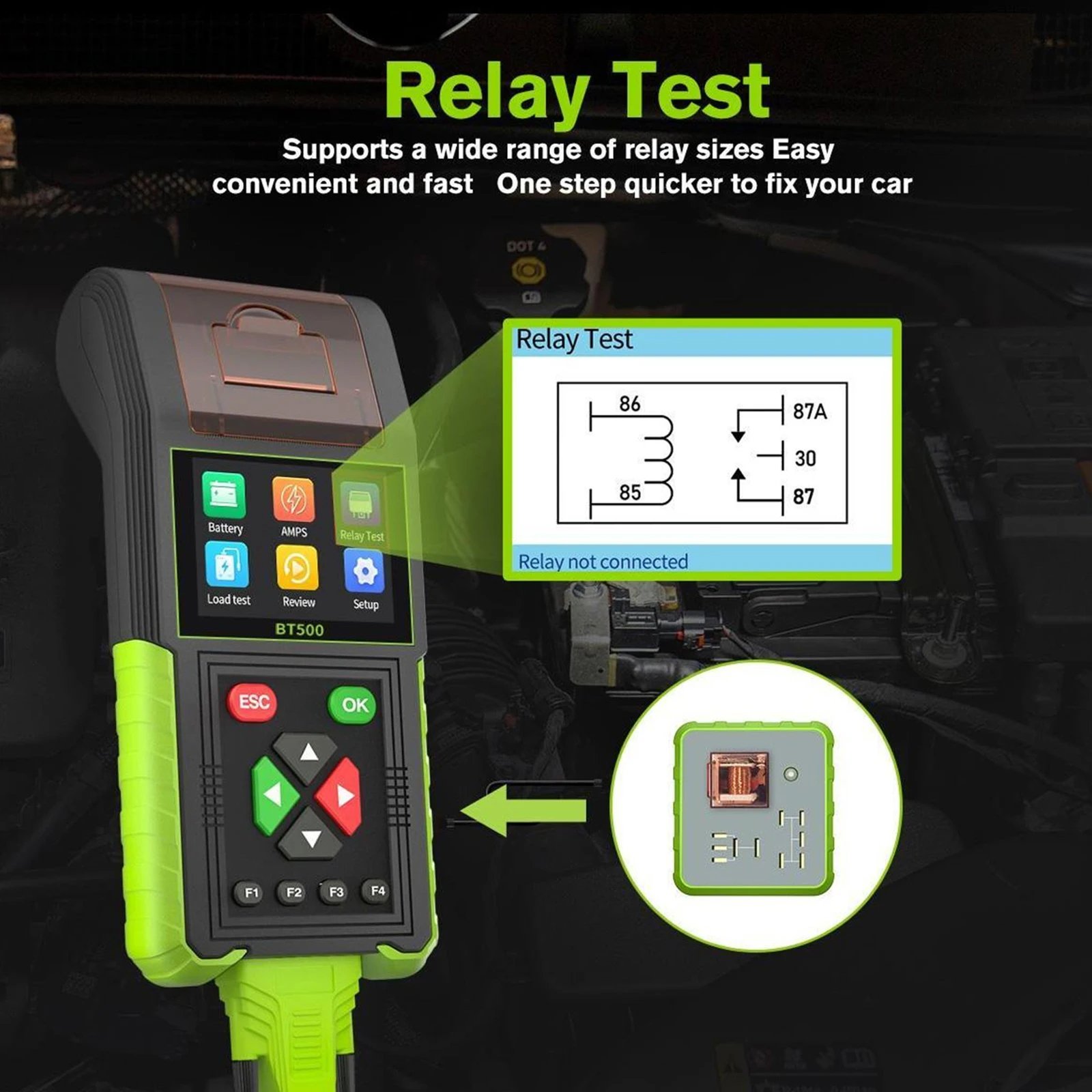 JDiag Topdiag BT500 Auto Battery Analyzer with Real Time Accurate Detection 12V 24V Support Data Printing Car Battery Tester