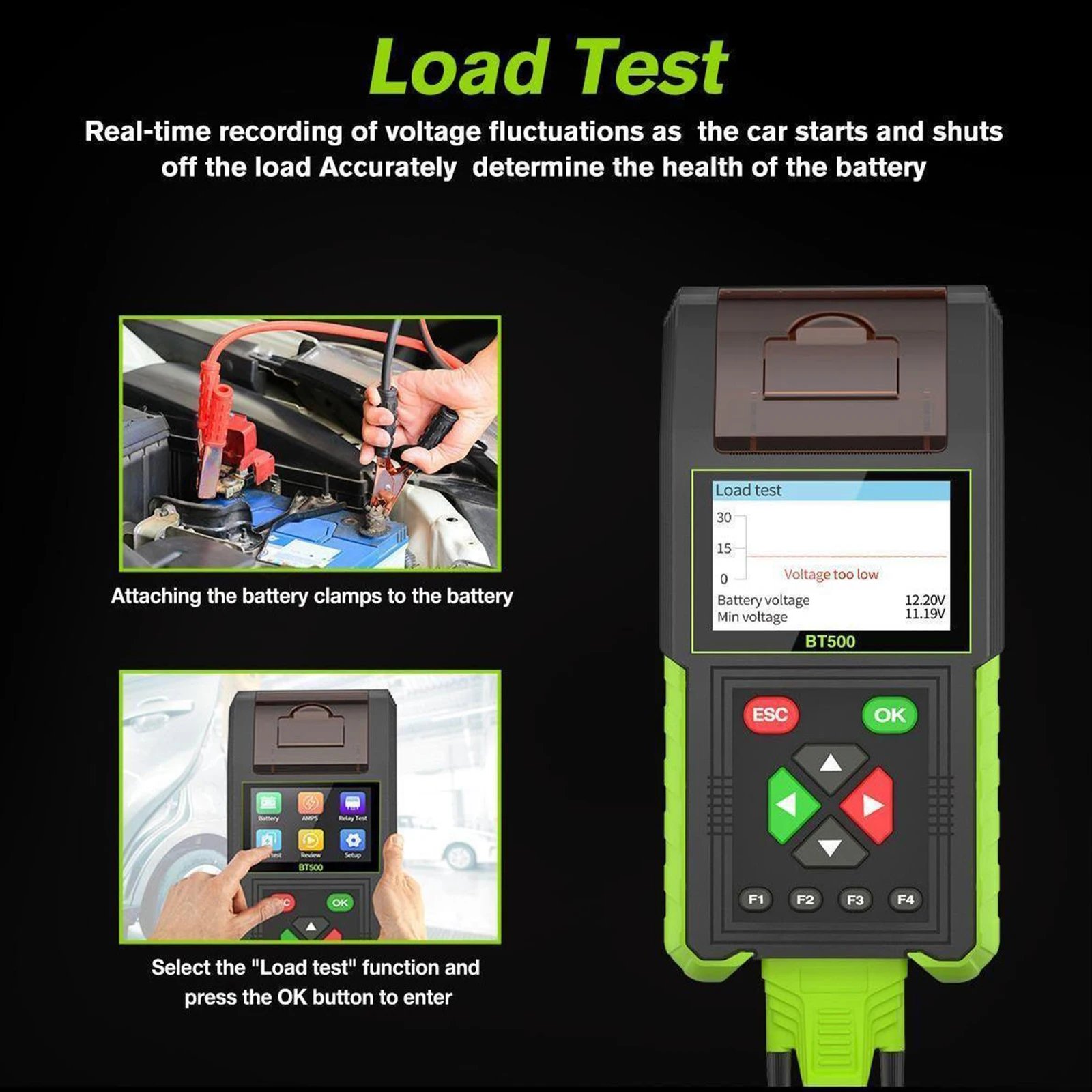 JDiag Topdiag BT500 Auto Battery Analyzer with Real Time Accurate Detection 12V 24V Support Data Printing Car Battery Tester