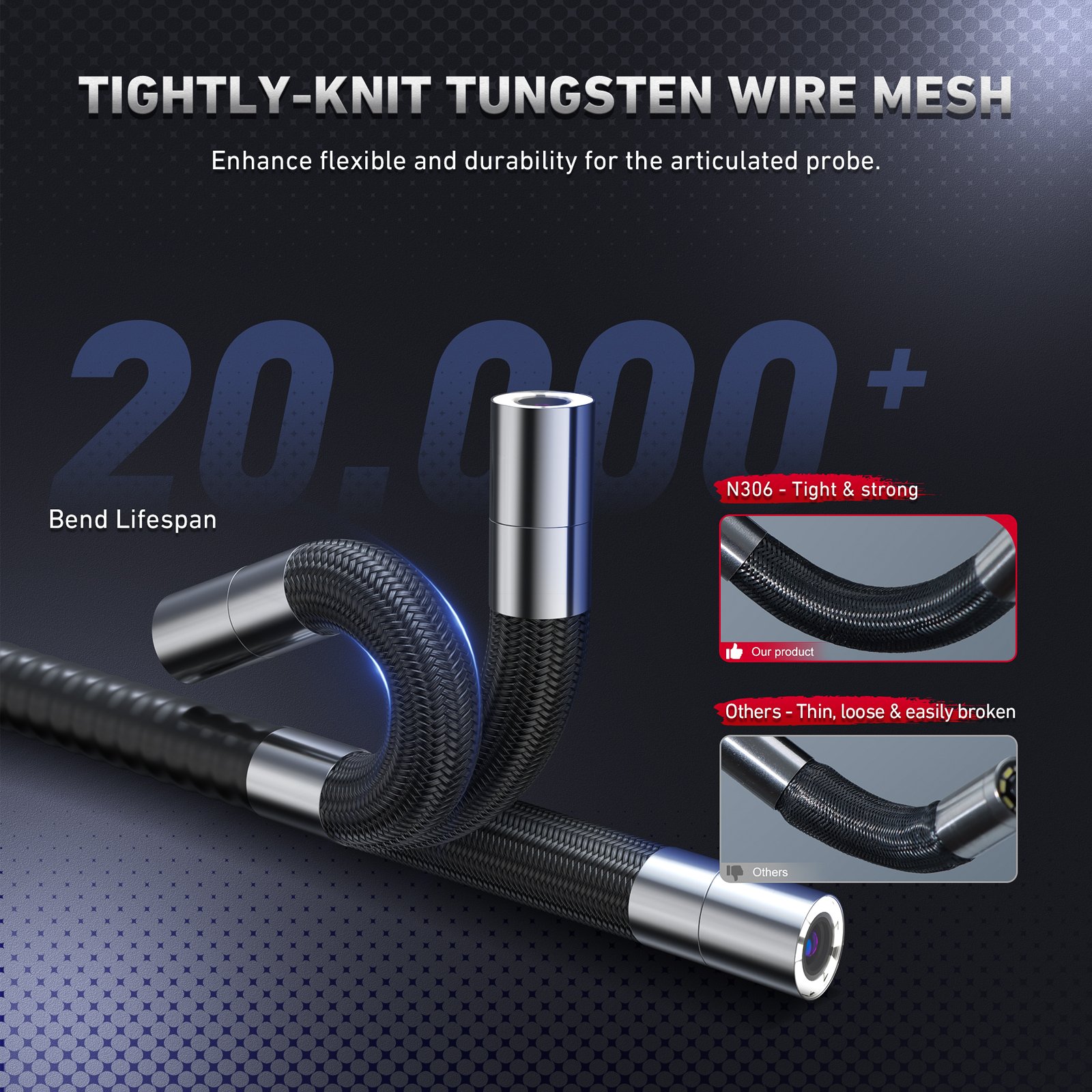 Hot Selling 6.2Mm Ip67 Waterproof Borescope Inspection Camera 2 Way 180 Degree Articulating Endoscope