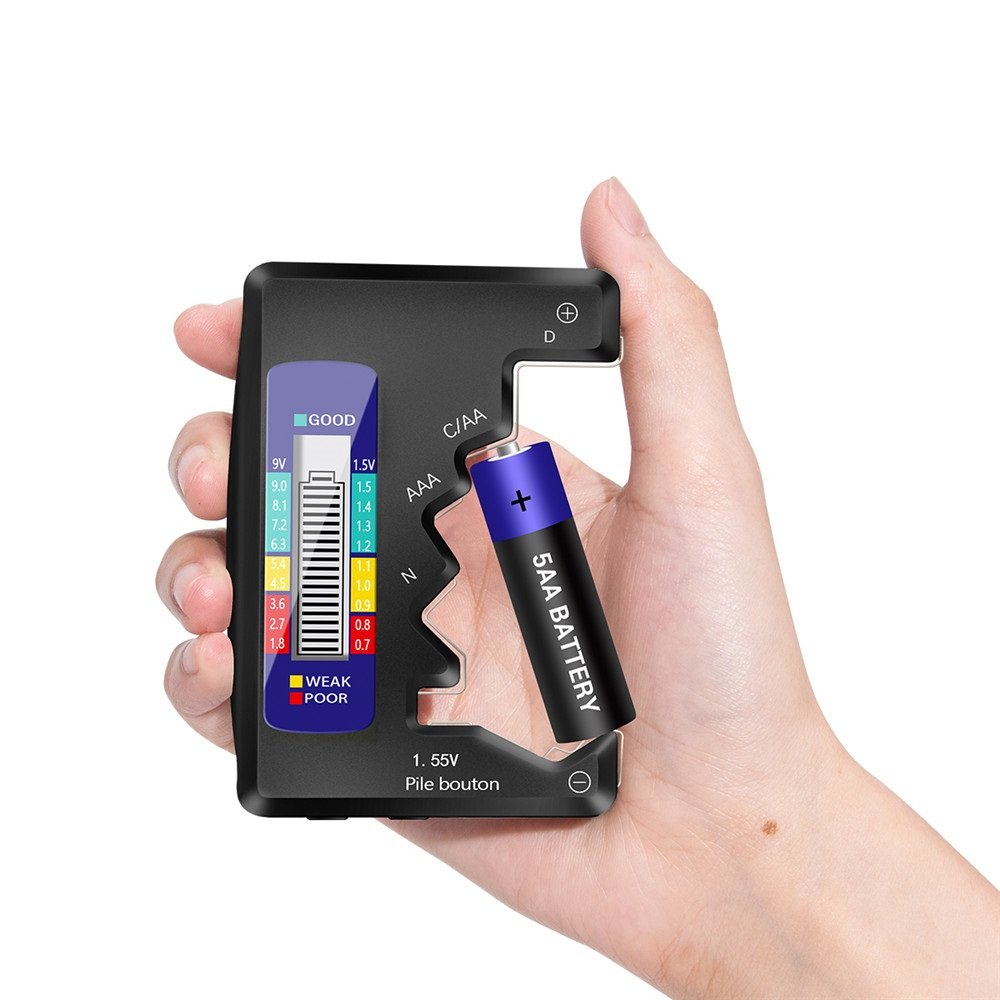Digital Battery Tester LCD Display Capacity Check Detector Capacitance Diagnostic for 9V1.5V Button Cell Battery
