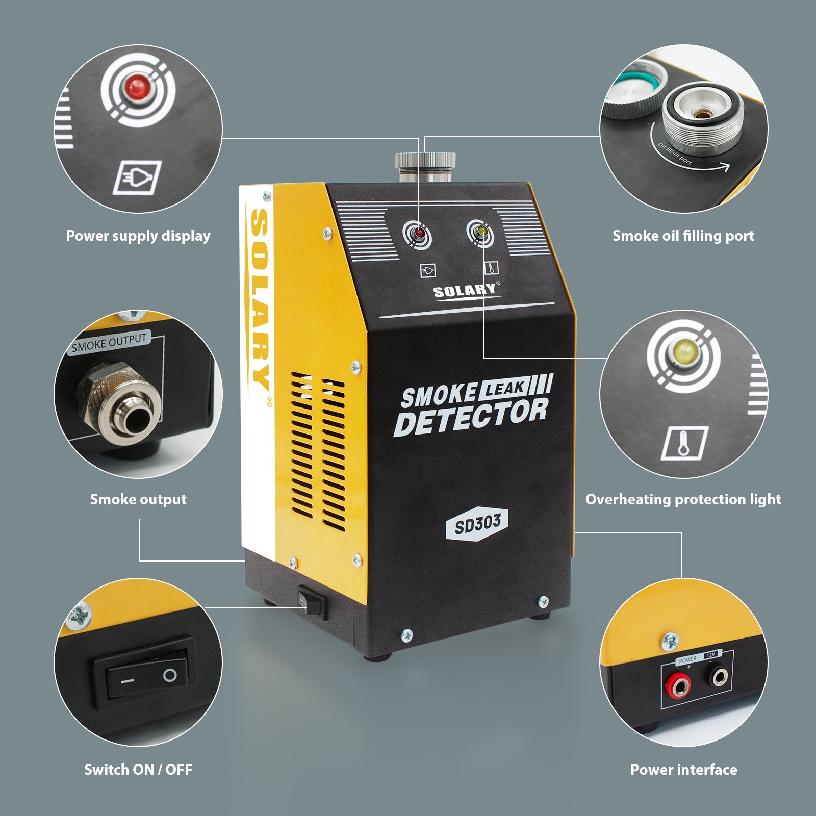 SD303 EVAP Smoke Diagnostic Tool Vacuum Tester Fuel Pipe Leakage Auto Motorcycle Smoke Leak Detector
