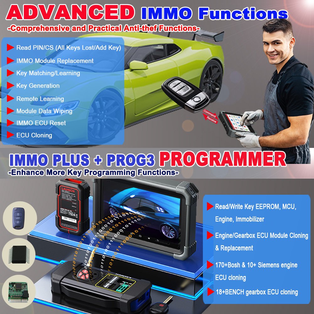 Universal Launch x431 immo plus elite 2 years free update key programming ecu coding for car scanner machine