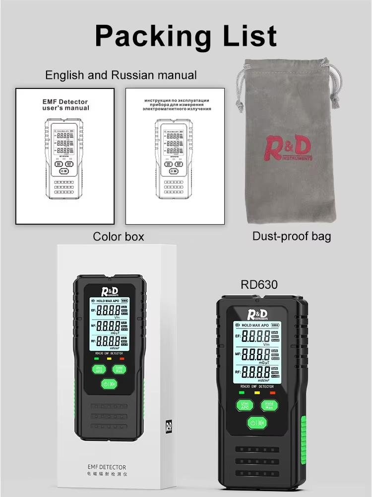 Hot Popular radiation tester 3-in-1 EF MF RF Radiation Measurement Electromagnetic Radiation Detector