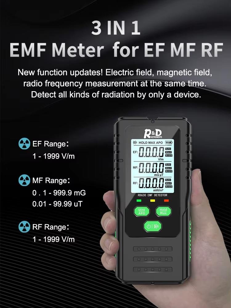 Hot Popular radiation tester 3-in-1 EF MF RF Radiation Measurement Electromagnetic Radiation Detector