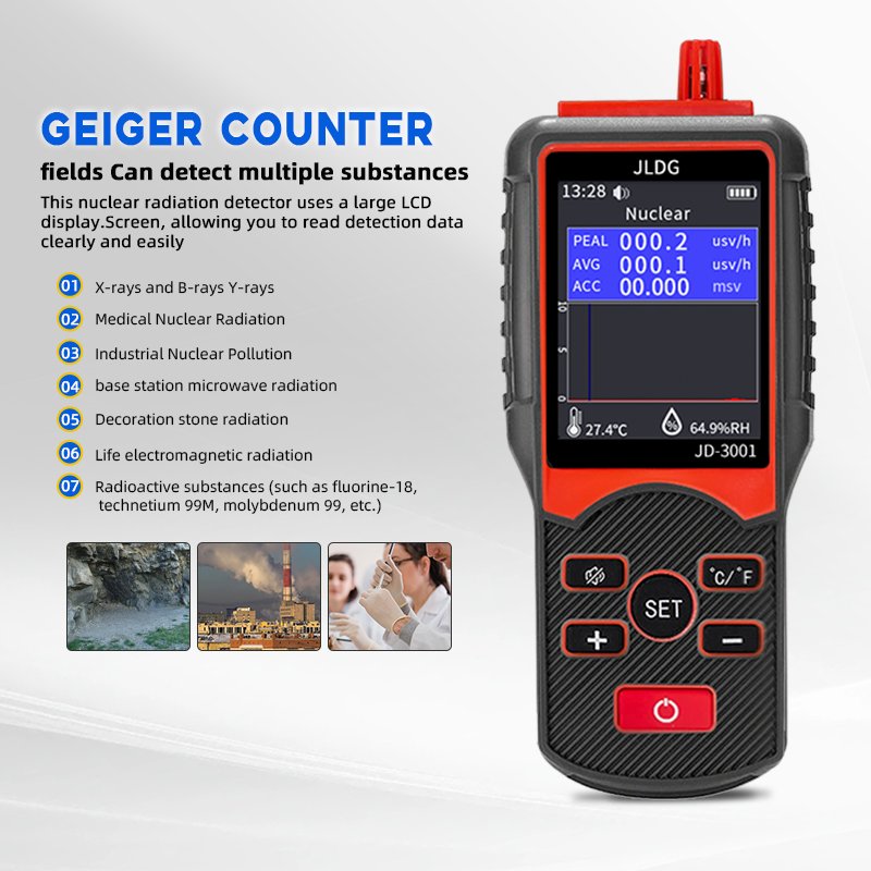 Nuclear radiation geiger counter radiation dosimeter for gamma beta and alpha rays