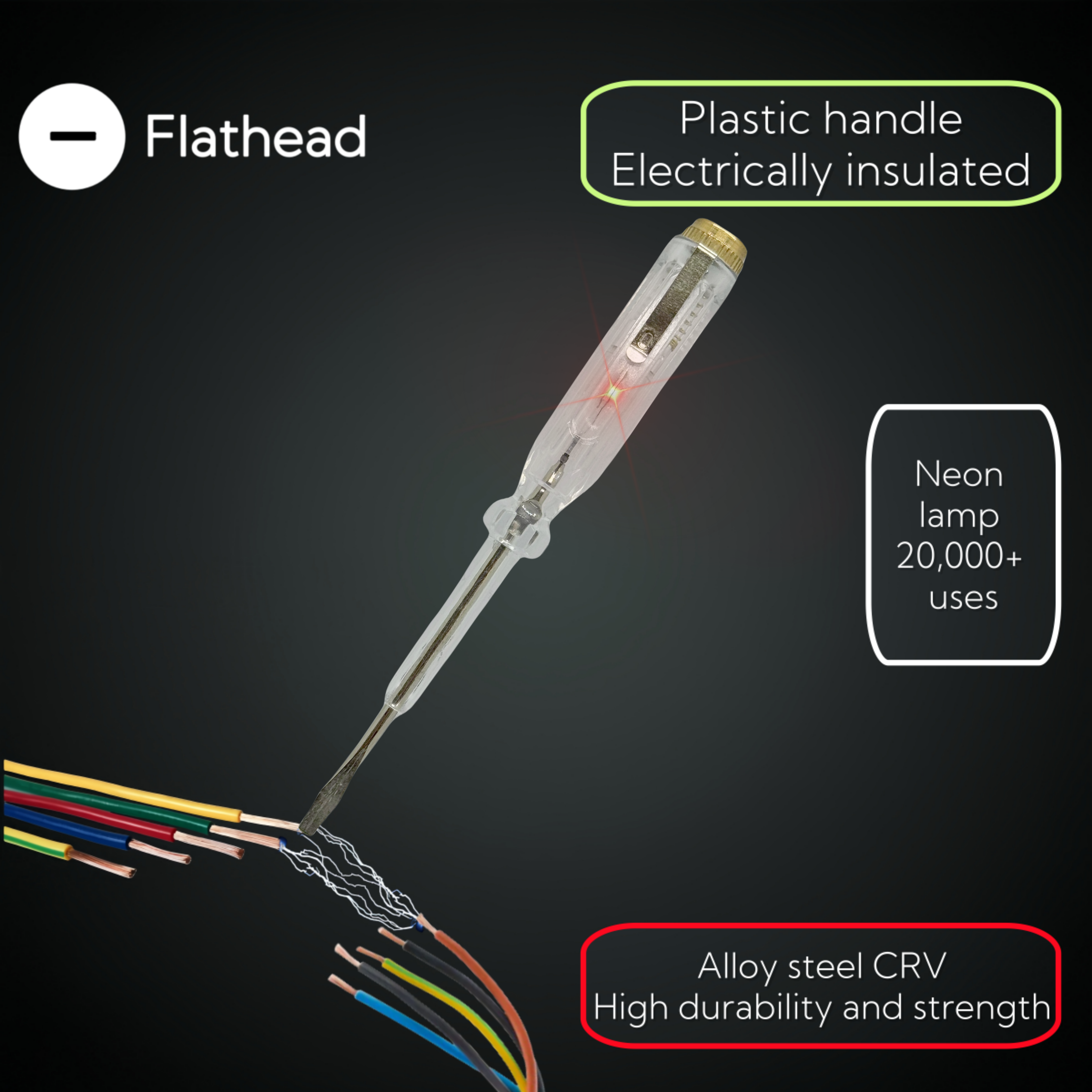 plastic Flathead test pen screwdriver typeTransparent plastic Small and lightweight electrical insulation