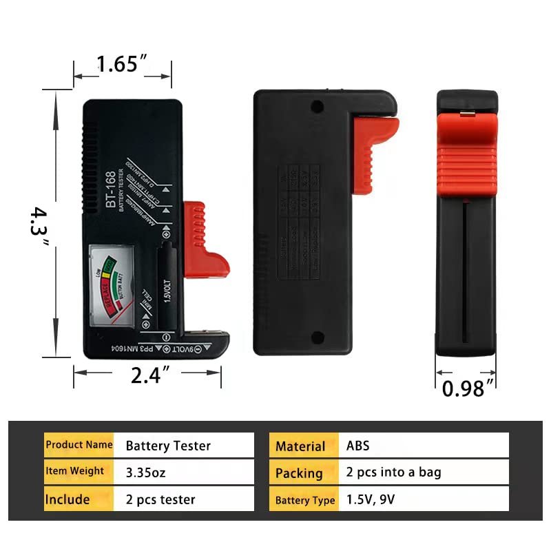 Battery Tester, Universal Battery Checker for AA / AAA / C / D / 9V / 1.5V Button Cell Batteries