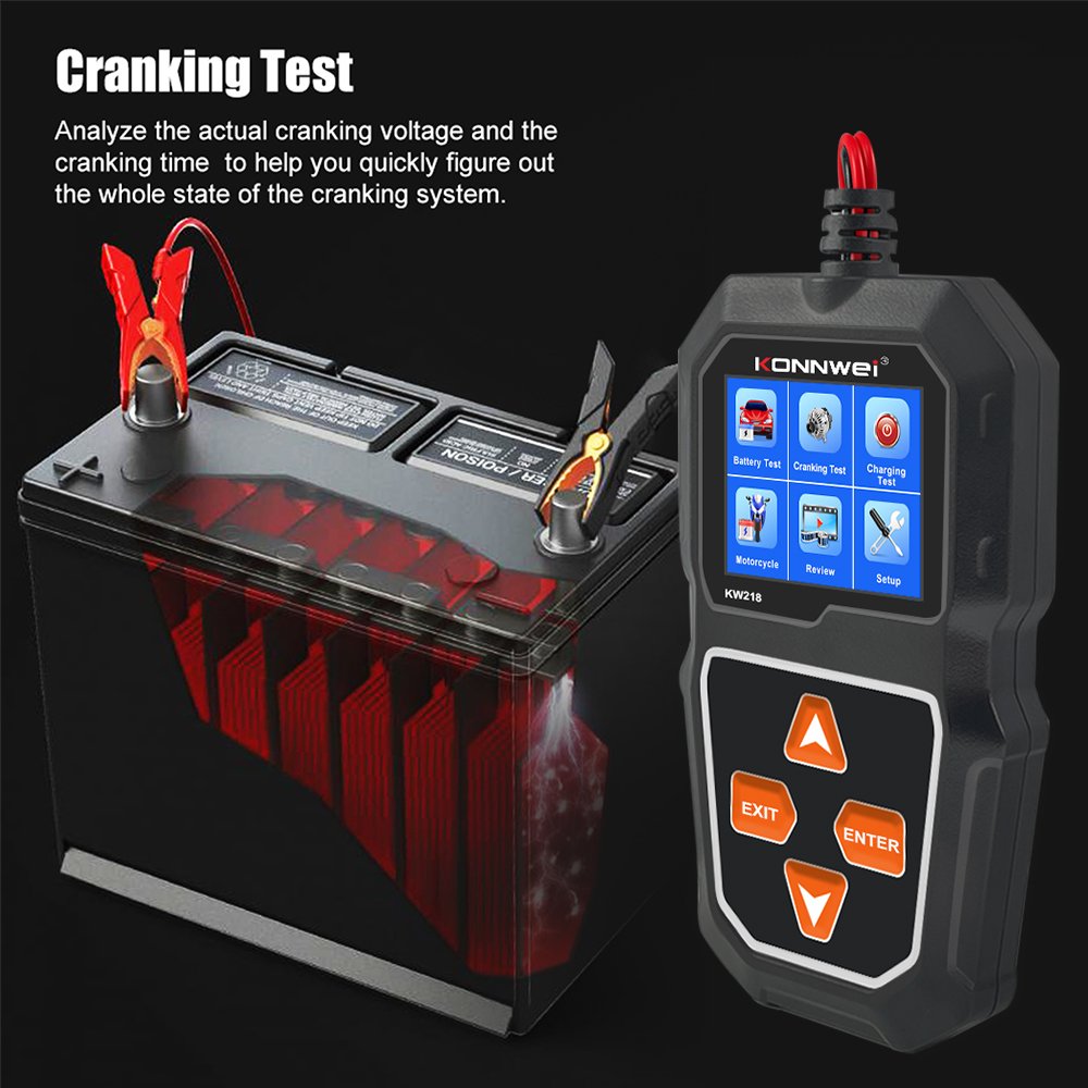 Factory lithium battery tester analyzer Konnwei kw218 car battery tester 6v 12v battery load tester for motorcycle, agm, gel