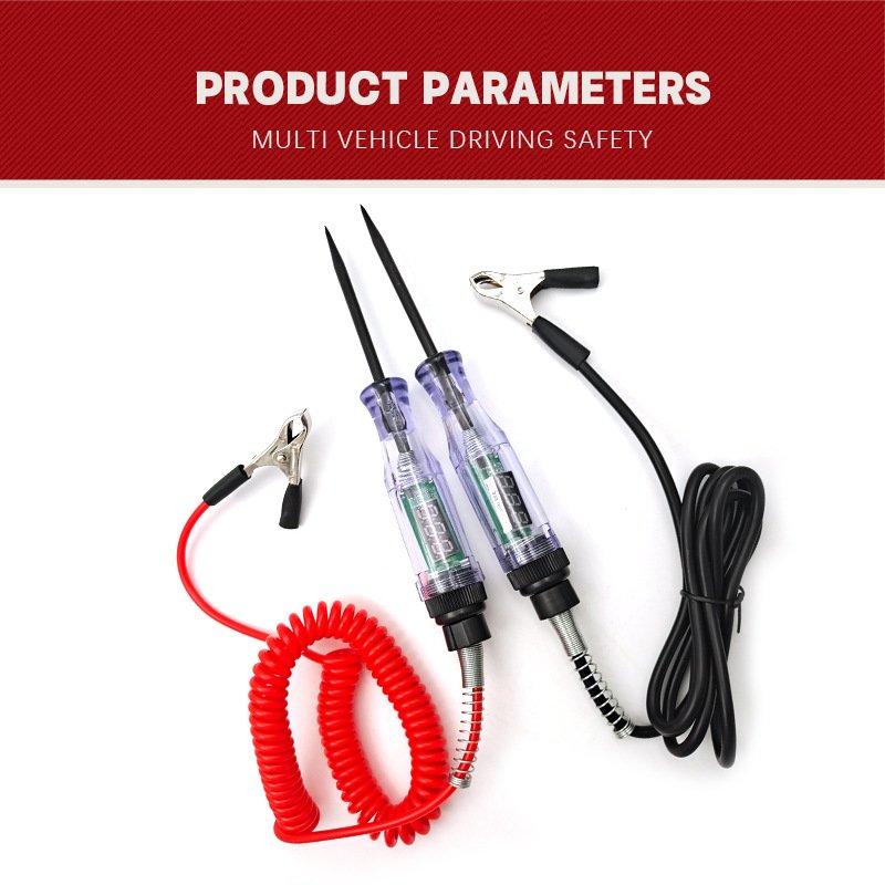 Car circuit test pen Car battery 6V-12V-24V spring test pen length 2.8m DC transparent test pen
