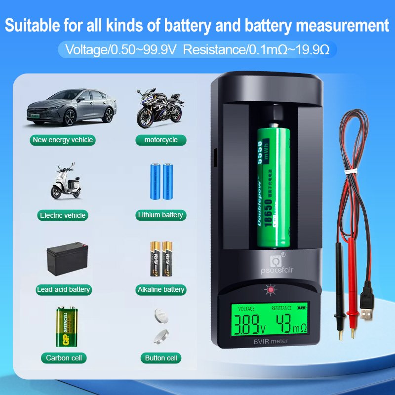 Peacefair High-Precision DIY 4-Wire Kelvin Clip USB Battery Tester Internal Resistance 18650 Lithium Batteries Upgrade