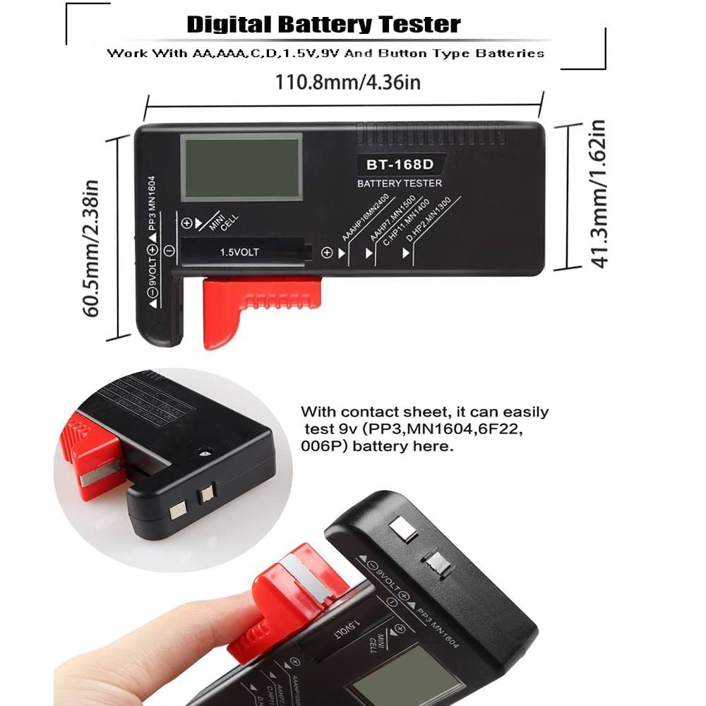 Battery Tester Checker Digital LCD Universal Battery Tester Monitor for9V 1.5V 1.2~4.8VHousehold Battery Life Level Power Meter