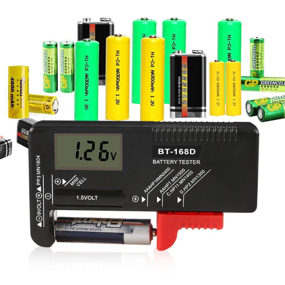 Battery Tester Checker Digital LCD Universal Battery Tester Monitor for9V 1.5V 1.2~4.8VHousehold Battery Life Level Power Meter