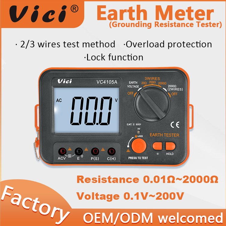 VC4105A Digital Earth Resistance Meter Ground Resistance Test Instrument