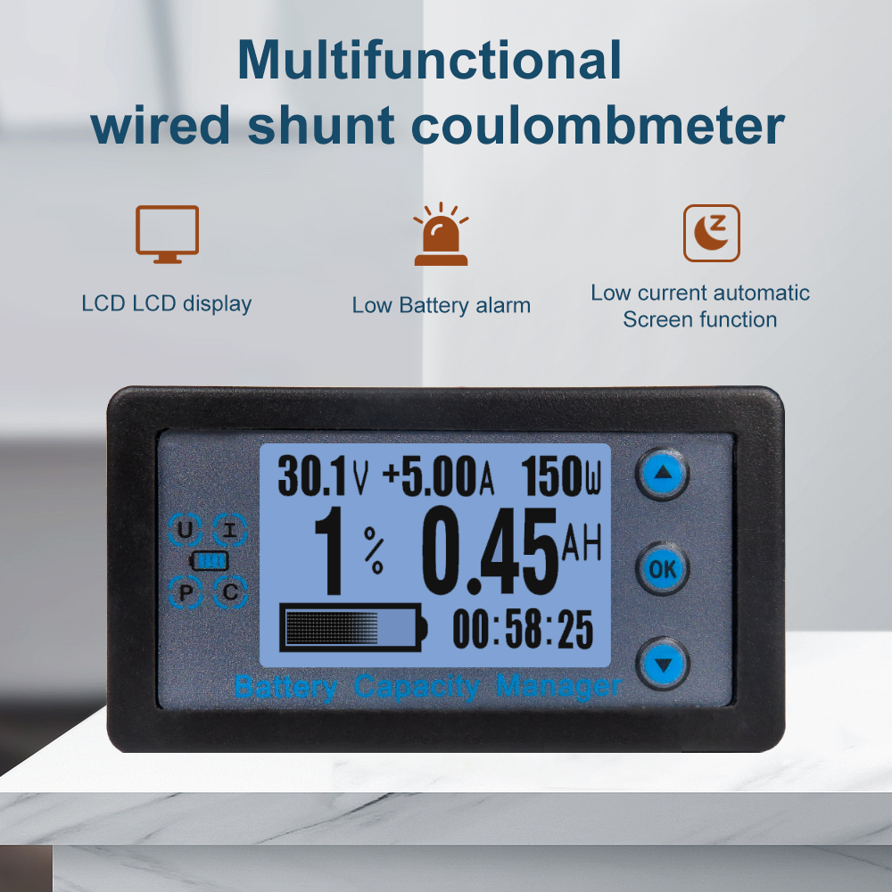 VA9210 DC8-120V Digital Voltmeter Ammeter Battery Capacity Indicator Hall Coulomb Meter Tester Power Detector Energy Test Meter