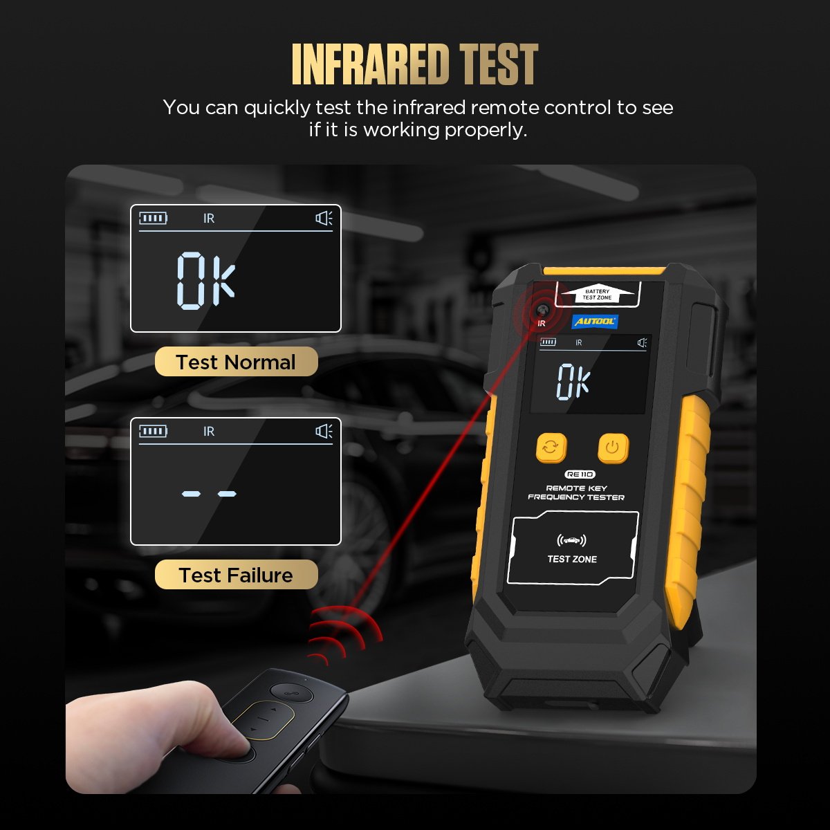 AUTOOL RE110 Cr2032 Cr2025 315 433 868 902 Mhz Car Remote Key Frequency Tester analyse