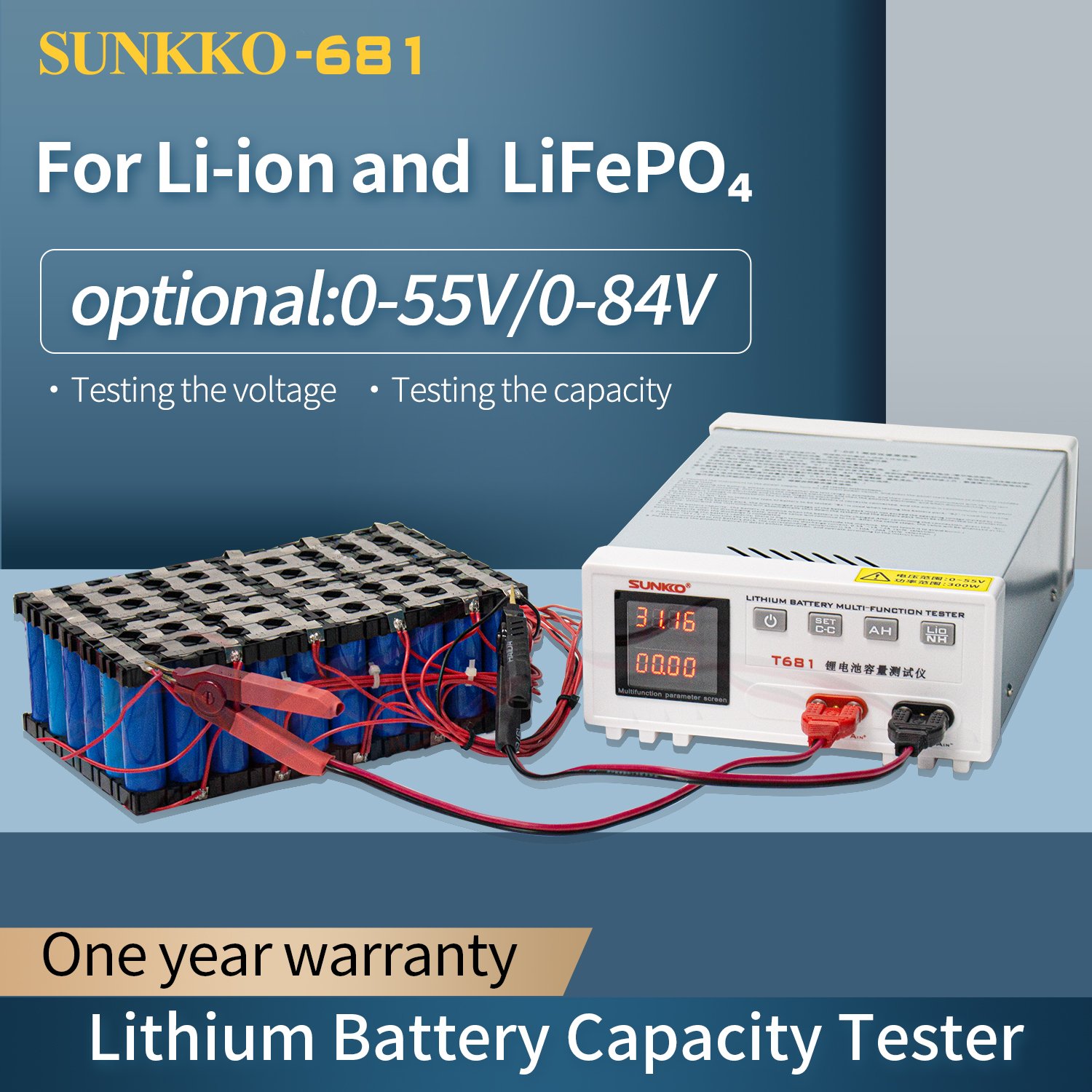 SUNKKO T-681 Lithium Battery Capacity Tester Discharge test Measure Capacity Voltage For Battery Pack or Single Cell