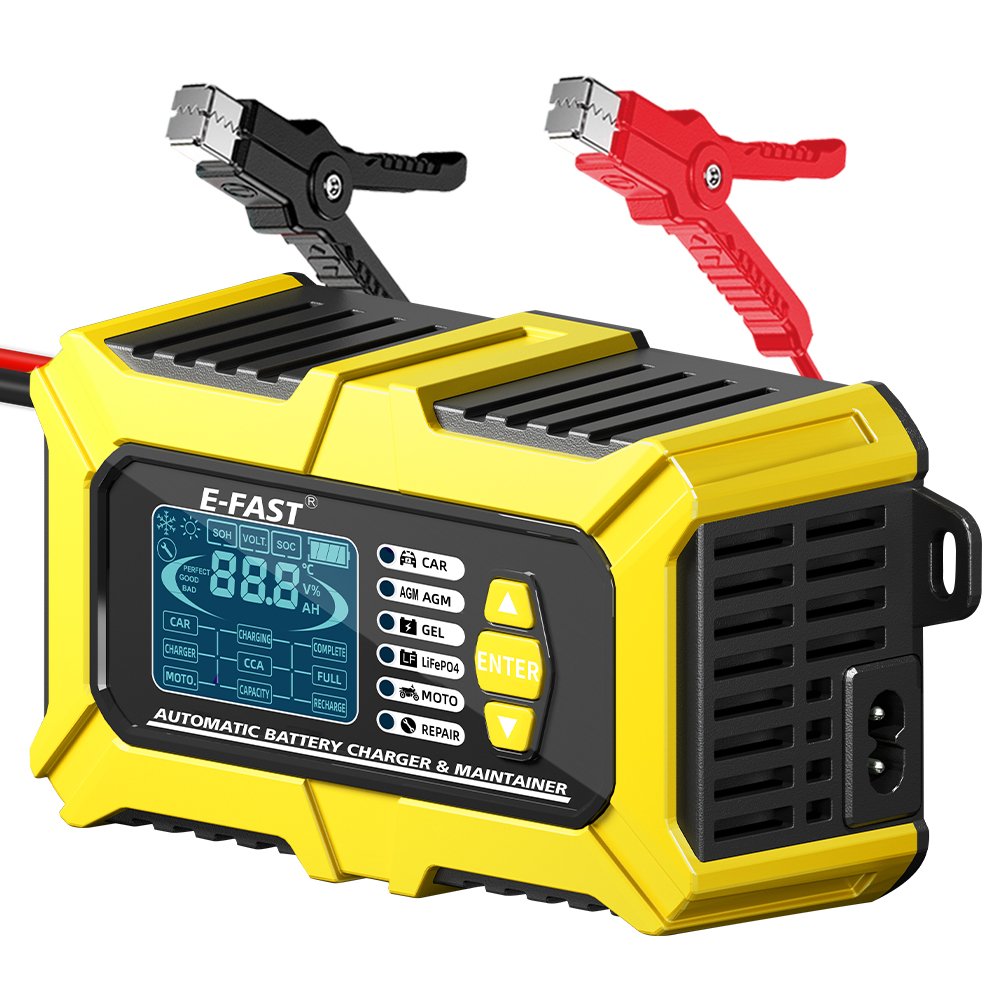 E-FAST 2 in 1 12v 6a lead acid battery tester charger automatic stop start stop lifepo4 Battery charger for car motorcycle