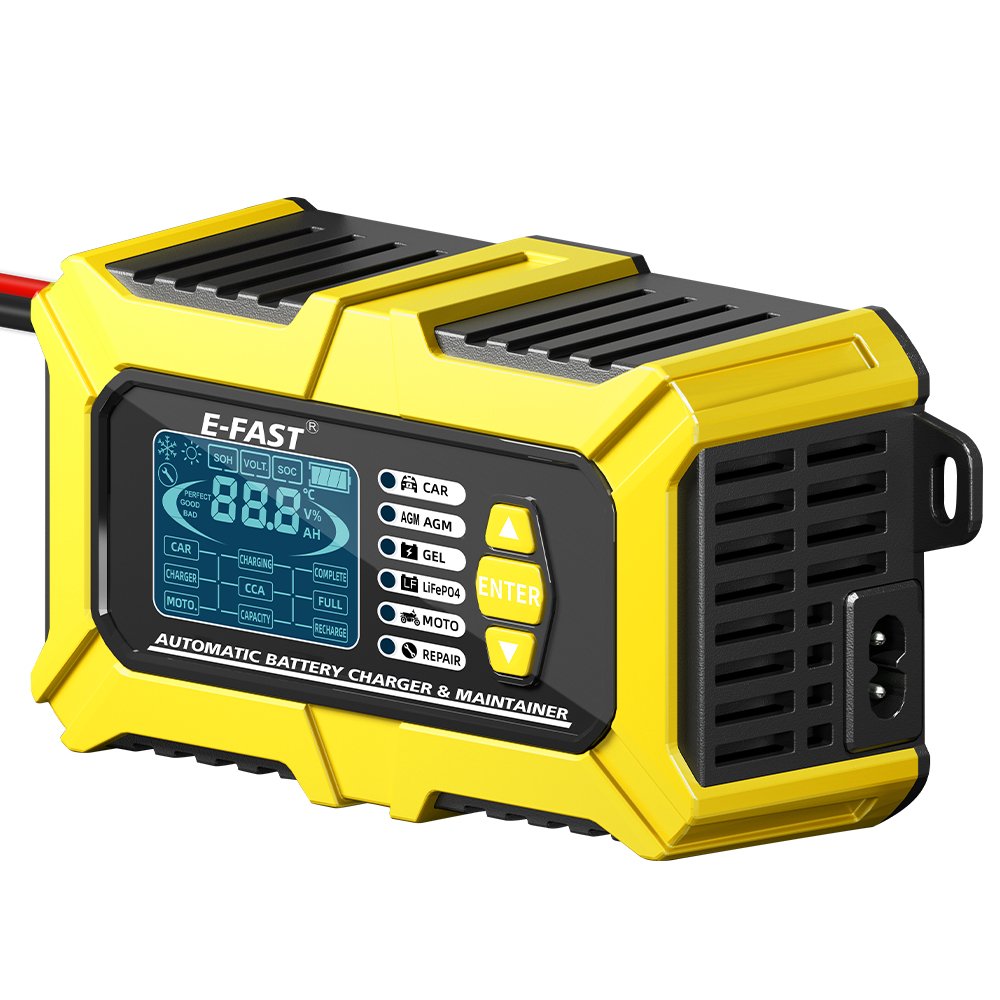 E-FAST 2 in 1 12v 6a lead acid battery tester charger automatic stop start stop lifepo4 Battery charger for car motorcycle