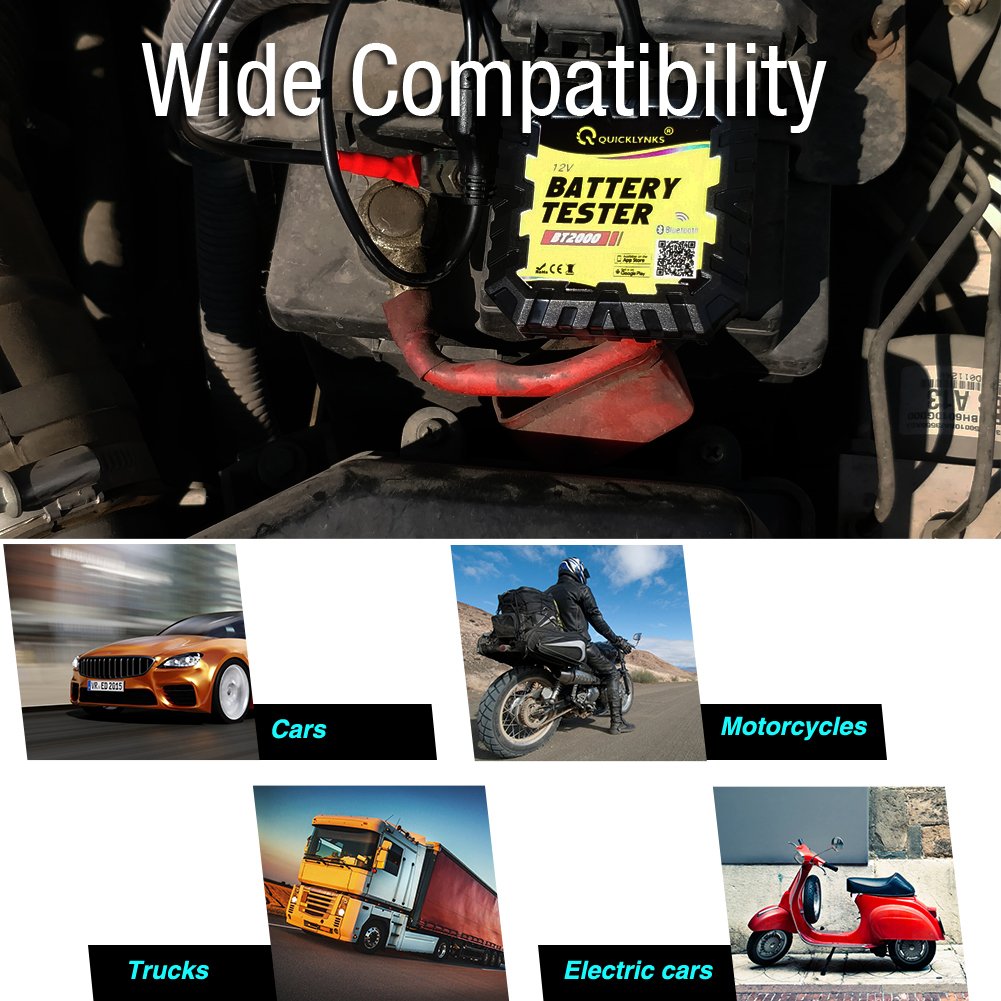 Car Battery CCA test Battery Battery monitor Health Analyzer Charging Test SOC SOH CCA VOL Internal resistance Quicklynks BT2000