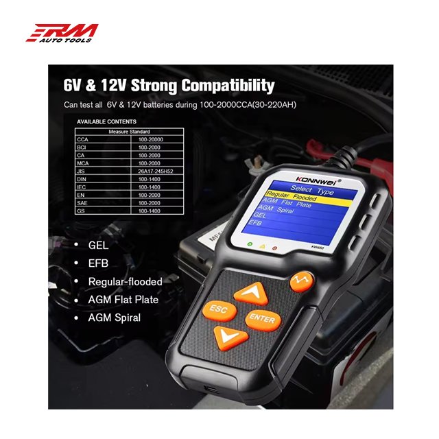 RM Konnwei KW650 6V Battery Tester for Motorcycle 12V Battery Tester Support 6-16V car vehicle equipment