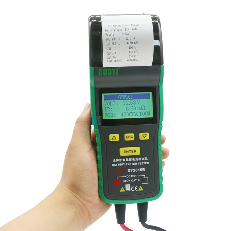 DY2015B 12V car battery tester internal resistance life tester measuring car motorcycle battery with printer load test analysis
