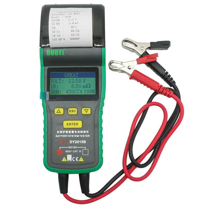 DY2015B 12V car battery tester internal resistance life tester measuring car motorcycle battery with printer load test analysis